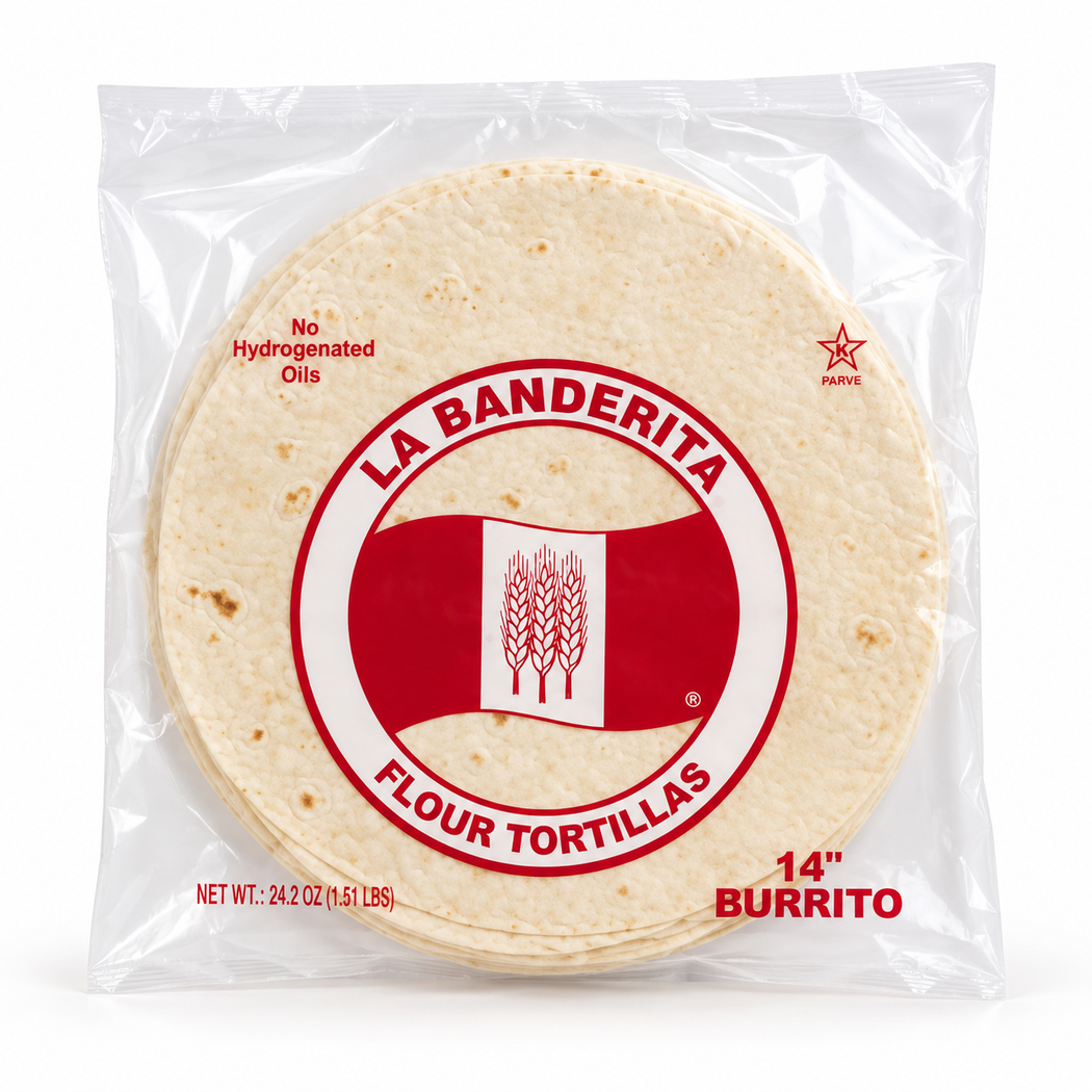 14" Pressed Flour Tortilla 8/12ct (2707)